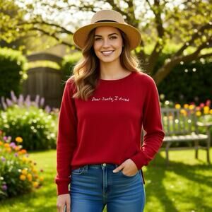 Y2K Xhilaration Red Holiday Pullover Sweater Women XS Soft Cozy Long sleeve